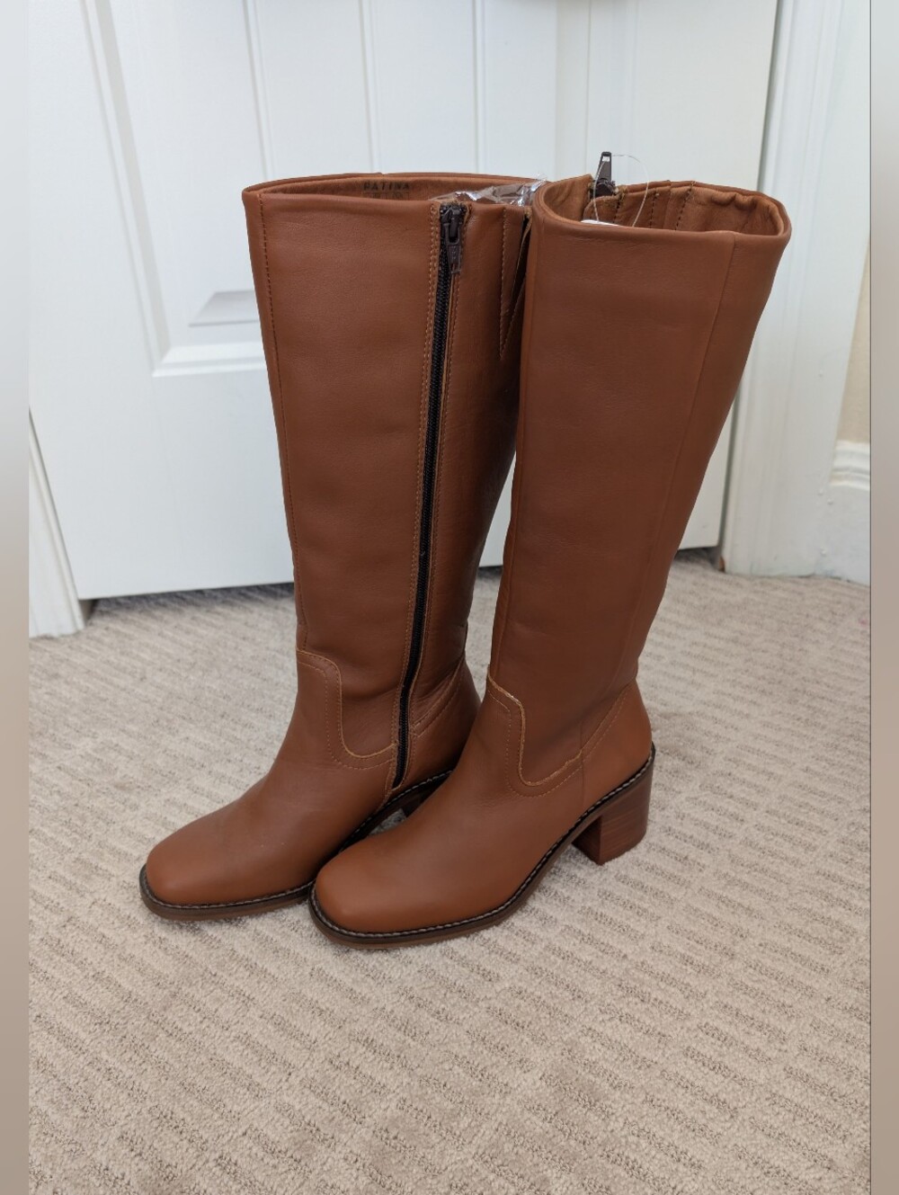 NWOB Patina Portland Leather Cognac Tall Boots 5.5